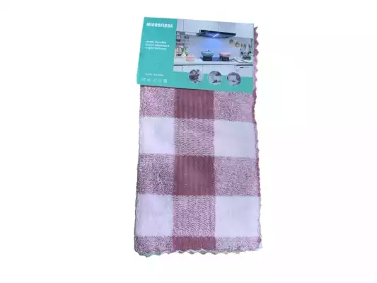 Полотенце для кухни из микрофибры, 3 шт, 30×50 см, розово-белая клетка